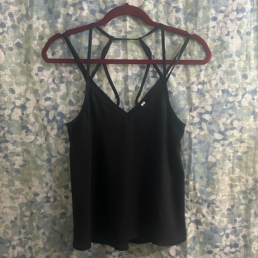 Black Strappy Cage Back Cami Tank Top S